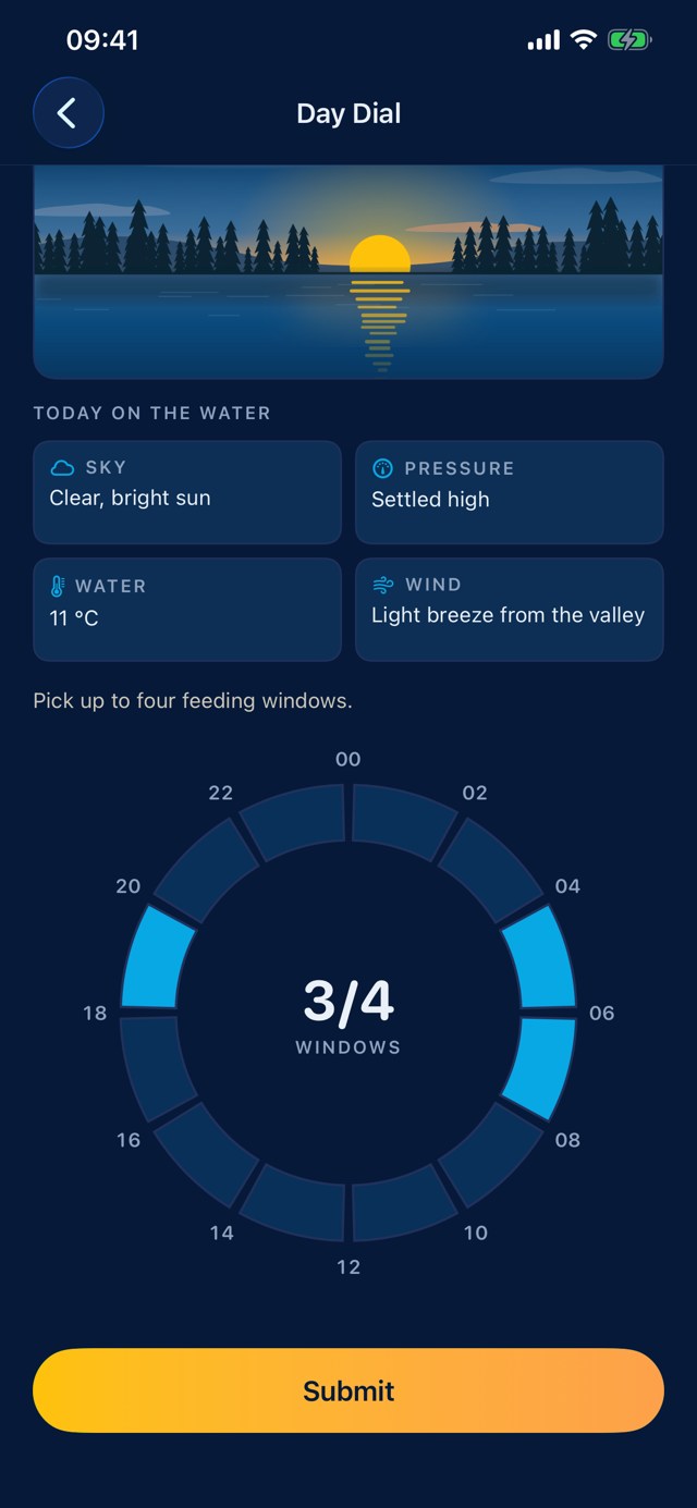 Day Dial screen with 24-hour feeding window ring